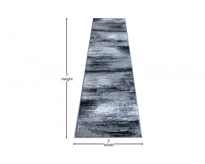 BLNK Rylan Collection Abstract Olefin Area Rug with Jute Backing - Gray, 2'W x 7'L