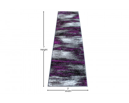 BLNK Rylan Collection Abstract Olefin Area Rug with Jute Backing - Purple, 2'W x 7'L