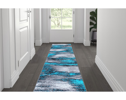 BLNK Rylan Collection Abstract Olefin Area Rug with Jute Backing