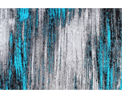 BLNK Rylan Collection Abstract Olefin Area Rug with Jute Backing - Turquoise, 2'W x 7'L