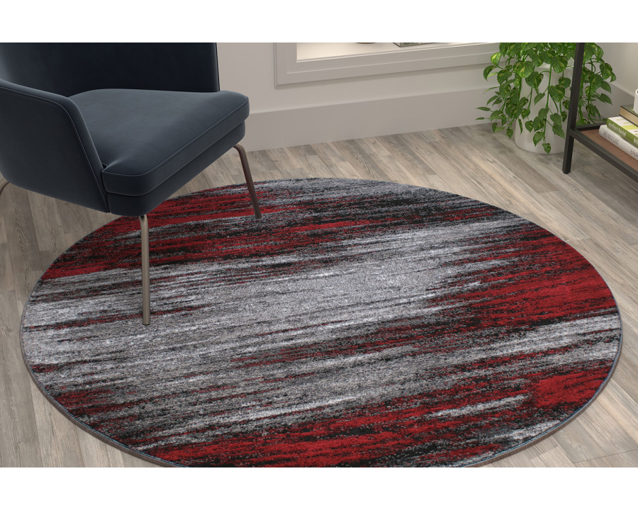 BLNK - Rylan Collection Abstract Round Olefin Area Rug with Jute Backing