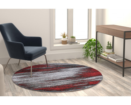 BLNK - Rylan Collection Abstract Round Olefin Area Rug with Jute Backing