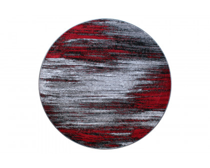 BLNK Rylan Collection Abstract Round Olefin Area Rug with Jute Backing - Red, 5'W x 5'L