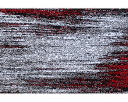 BLNK Rylan Collection Abstract Round Olefin Area Rug with Jute Backing - Red, 5'W x 5'L