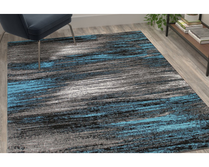 BLNK - Rylan Collection Olefin Scraped Design Area Rug with Jute Backing