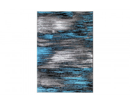 BLNK Rylan Collection Olefin Scraped Design Area Rug with Jute Backing - Blue, 5'W x 7'L