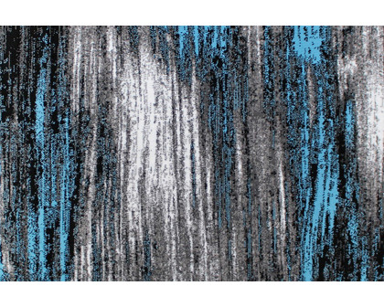 BLNK Rylan Collection Olefin Scraped Design Area Rug with Jute Backing - Blue, 5'W x 7'L