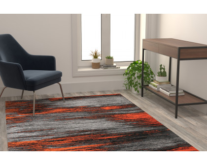 BLNK Rylan Collection Olefin Scraped Design Area Rug with Jute Backing - Orange, 5'W x 7'L