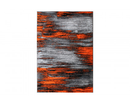 BLNK Rylan Collection Olefin Scraped Design Area Rug with Jute Backing - Orange, 5'W x 7'L