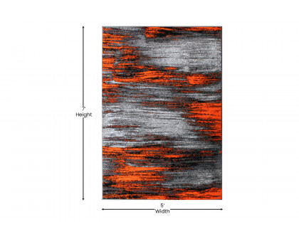 BLNK Rylan Collection Olefin Scraped Design Area Rug with Jute Backing - Orange, 5'W x 7'L