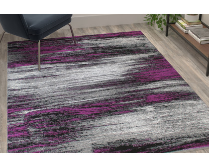 BLNK Rylan Collection Olefin Scraped Design Area Rug with Jute Backing