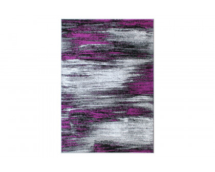 BLNK Rylan Collection Olefin Scraped Design Area Rug with Jute Backing - Purple, 5'W x 7'L