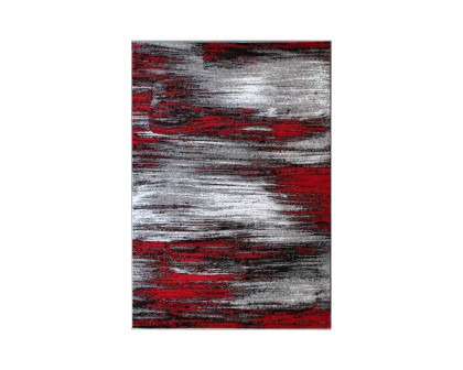 BLNK Rylan Collection Olefin Scraped Design Area Rug with Jute Backing - Red, 5'W x 7'L