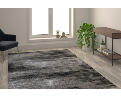 BLNK Rylan Collection Olefin Scraped Design Area Rug with Jute Backing - Gray, 6'W x 9'L