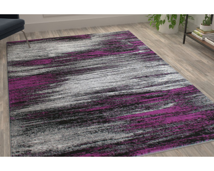 BLNK - Rylan Collection Olefin Scraped Design Area Rug with Jute Backing