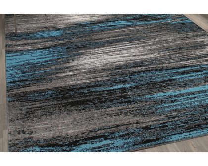 BLNK Rylan Collection Olefin Scraped Design Area Rug with Jute Backing - Blue, 8'W x 10'L