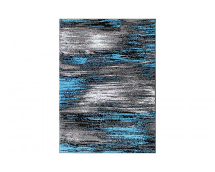 BLNK Rylan Collection Olefin Scraped Design Area Rug with Jute Backing - Blue, 8'W x 10'L