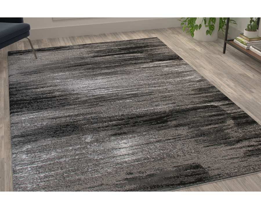 BLNK Rylan Collection Olefin Scraped Design Area Rug with Jute Backing - Gray, 8'W x 10'L