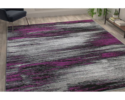 BLNK Rylan Collection Olefin Scraped Design Area Rug with Jute Backing - Purple, 8'W x 10'L