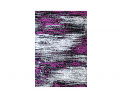 BLNK Rylan Collection Olefin Scraped Design Area Rug with Jute Backing - Purple, 8'W x 10'L