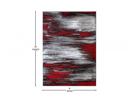 BLNK Rylan Collection Olefin Scraped Design Area Rug with Jute Backing - Red, 8'W x 10'L