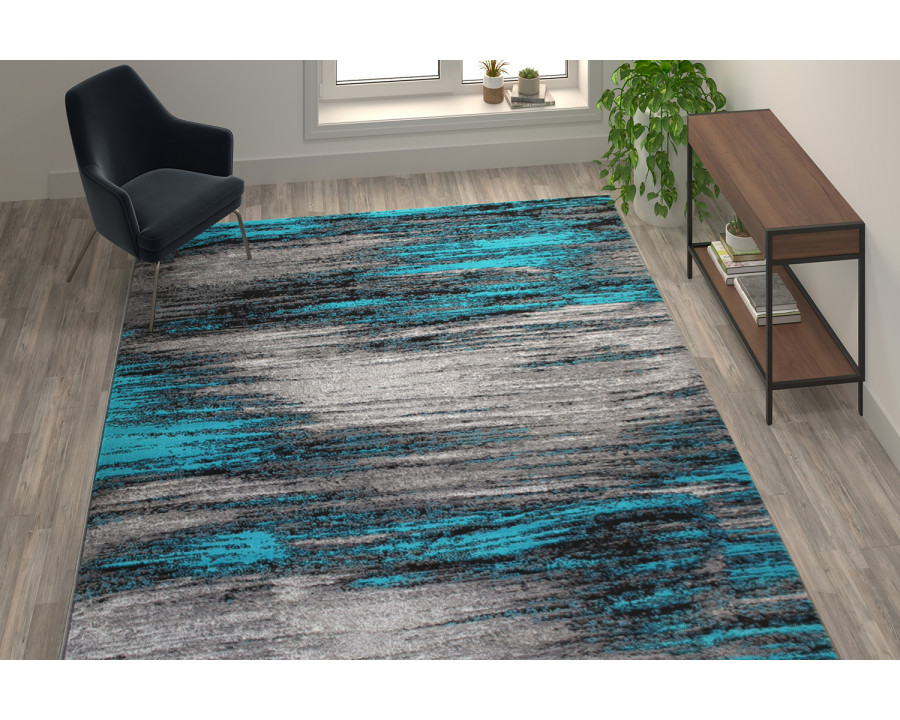 BLNK Rylan Collection Olefin Scraped Design Area Rug with Jute Backing