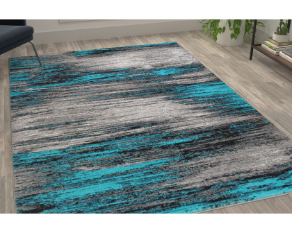 BLNK - Rylan Collection Olefin Scraped Design Area Rug with Jute Backing