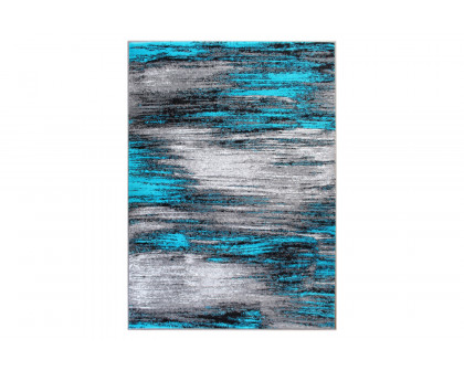 BLNK Rylan Collection Olefin Scraped Design Area Rug with Jute Backing - Turquoise, 8'W x 10'L