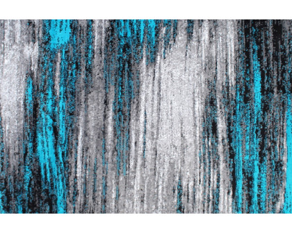 BLNK Rylan Collection Olefin Scraped Design Area Rug with Jute Backing - Turquoise, 8'W x 10'L