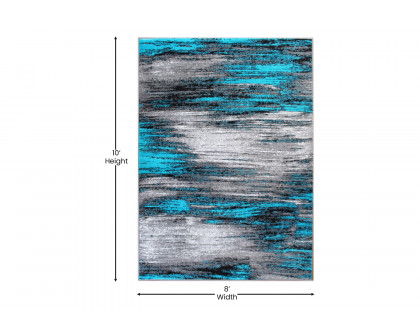 BLNK Rylan Collection Olefin Scraped Design Area Rug with Jute Backing - Turquoise, 8'W x 10'L