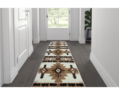 BLNK - Mohave Collection Southwestern Style Olefin Traditional Area Rug with Jute Backing