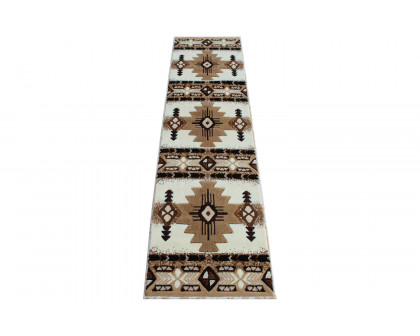 BLNK Mohave Collection Southwestern Style Olefin Traditional Area Rug with Jute Backing - Ivory, 2'W x 7'L