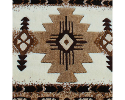 BLNK Mohave Collection Southwestern Style Olefin Traditional Area Rug with Jute Backing - Ivory, 2'W x 7'L