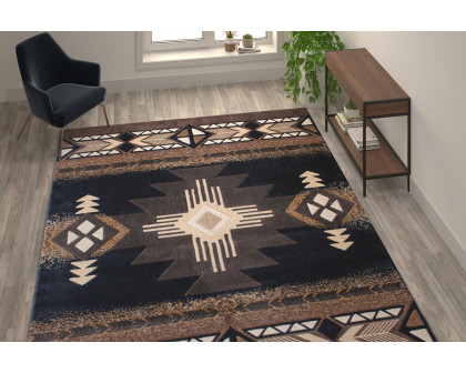 BLNK Mohave Collection Southwestern Style Olefin Traditional Area Rug with Jute Backing