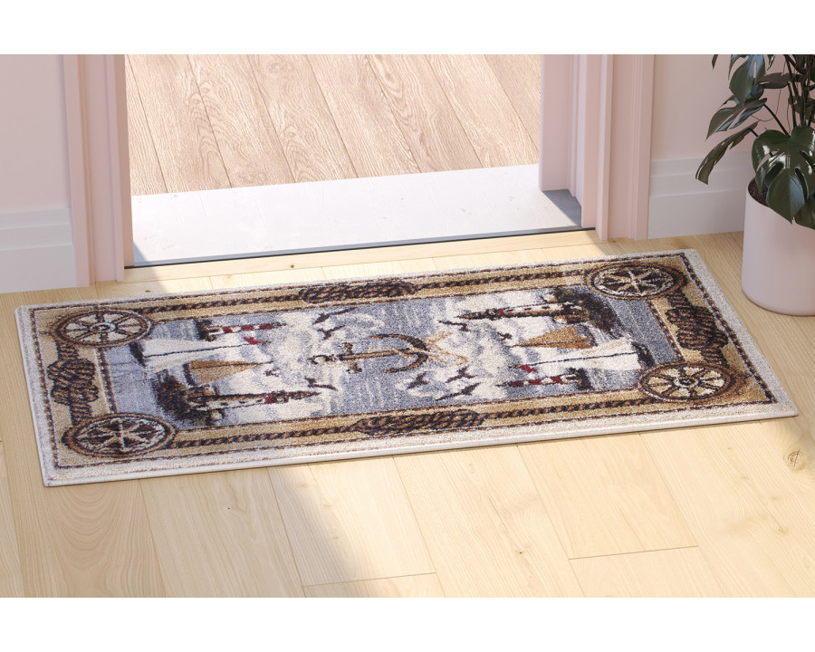 BLNK - Edmund Collection Nautical Themed Area Rug with Jute Backing