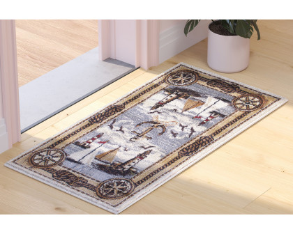 BLNK - Edmund Collection Nautical Themed Area Rug with Jute Backing