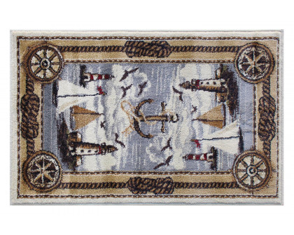 BLNK - Edmund Collection Nautical Themed Area Rug with Jute Backing