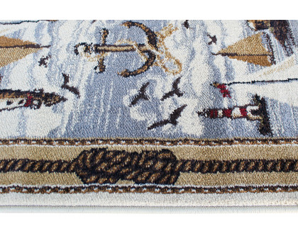 BLNK - Edmund Collection Nautical Themed Area Rug with Jute Backing