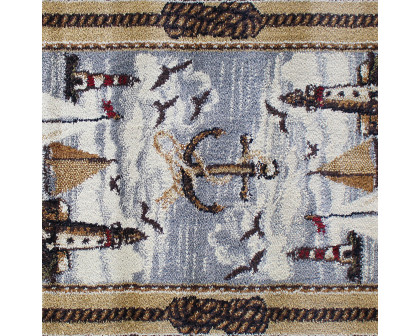 BLNK - Edmund Collection Nautical Themed Area Rug with Jute Backing