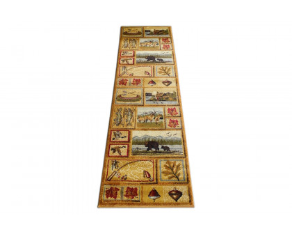 BLNK - Gaylord Collection Beige Bear and Moose Wilderness Area Rug with Jute Backing