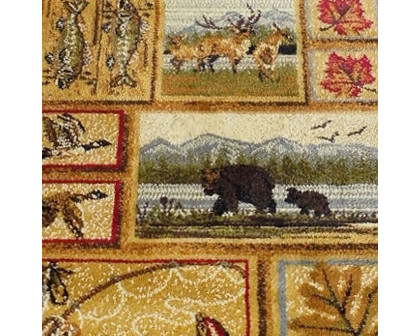 BLNK - Gaylord Collection Beige Bear and Moose Wilderness Area Rug with Jute Backing