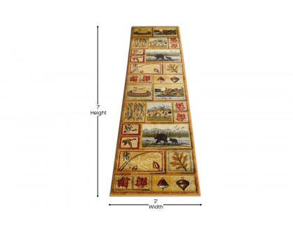 BLNK - Gaylord Collection Beige Bear and Moose Wilderness Area Rug with Jute Backing