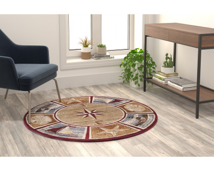 BLNK - Inis Collection Round Nautical Area Rug with Jute Backing