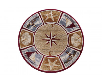 BLNK - Inis Collection Round Nautical Area Rug with Jute Backing