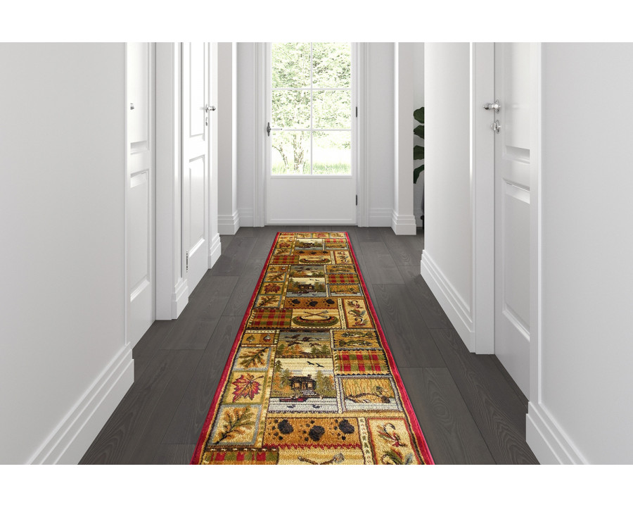 BLNK - Gaylord Collection Beige Cabin Area Rug with Jute Backing for Indoor Use