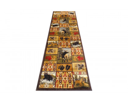 BLNK - Gaylord Collection Beige Wilderness Bear and Moose Area Rug with Jute Backing