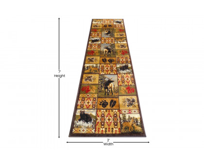 BLNK - Gaylord Collection Beige Wilderness Bear and Moose Area Rug with Jute Backing