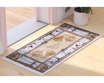 BLNK Sovalye Collection Nautical Themed Area Rug with Jute Backing