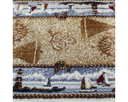 BLNK Sovalye Collection Nautical Themed Area Rug with Jute Backing - Beige, 2'W x 3'L