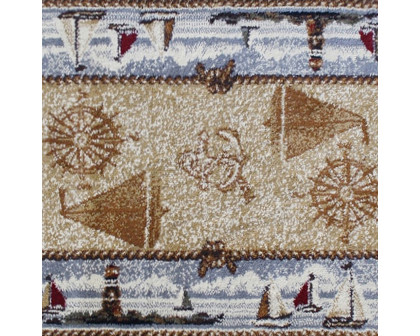 BLNK Sovalye Collection Nautical Themed Area Rug with Jute Backing - Beige, 2'W x 3'L